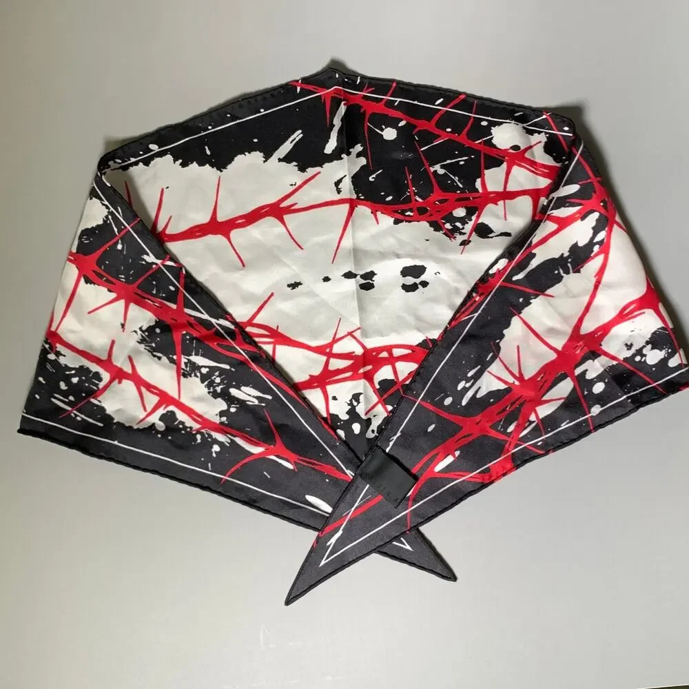 HAIDER ACKERMANN Black Red & White Splatter Silk Scarves